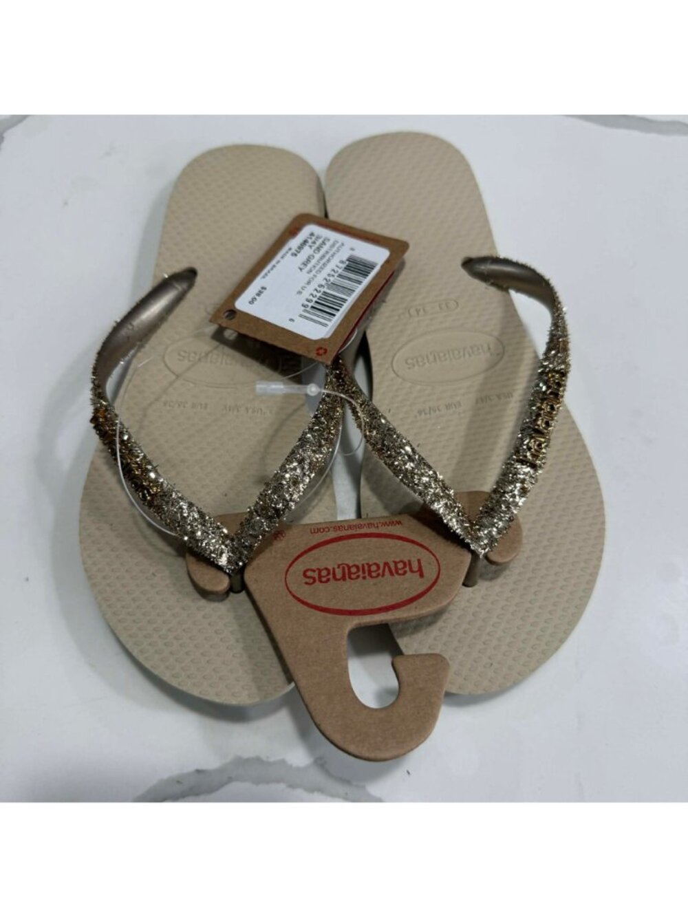 Havaianas Kids Slim Glitter II Sand Gray Girls Sandals Size US 3 Kids - Picture 3 of 4